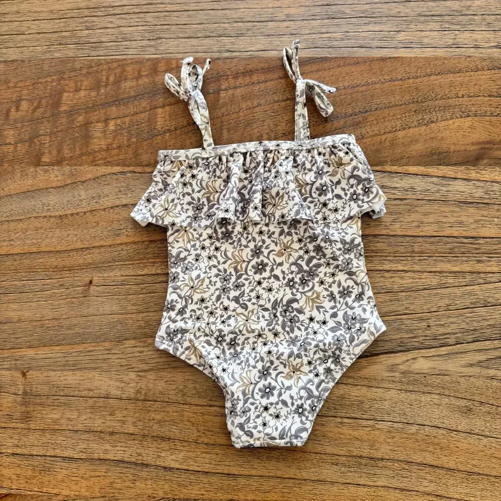 Rylee + Cru Ruffle One Piece Blue Floral - Size 3-6 months